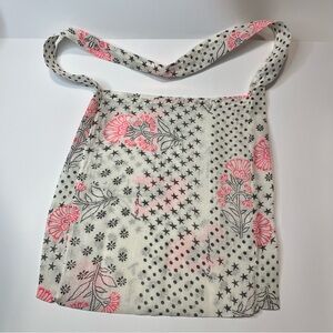 Free People Reusable Boho Tote Bag Floral Pink and Black Women's